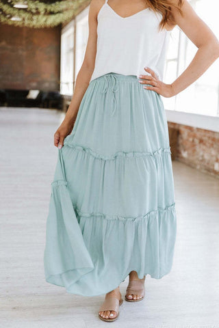 High Waist Long Solid A-Line Skirt Women-WF00372-Veeddydropshipping