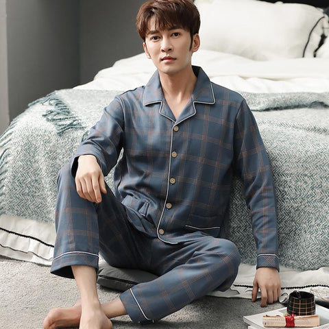 Pieces Lounge Sleepwear Pyjamas Plaid spring Bedgown Home Clothes-MF01660-Veeddydropshipping