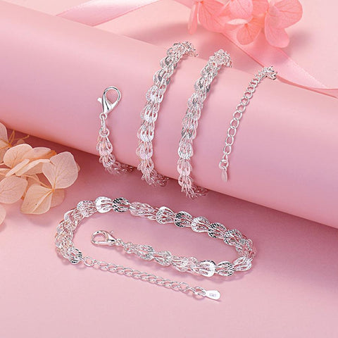 New 925 Sterling silver  chain bracelet neckalce jewelry set  -JW00350-Veeddydropshipping