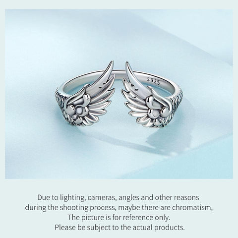925 Sterling Silver Hip Hop VintageCreative Wings Open Rings -JW00042-Veeddydropshipping