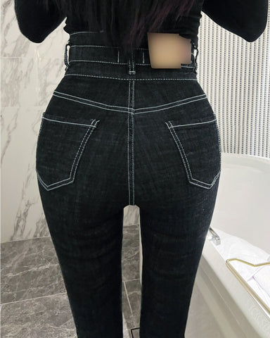 Vintage Skinny Jeans Women Button High Waisted Pants-WF00394-Veeddydropshipping