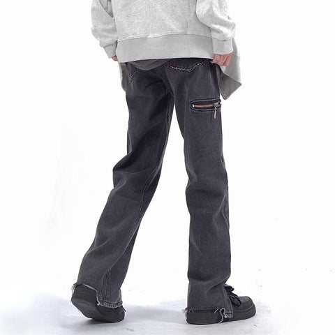 Black Straight Men Jeans Pants New Fashion Casual Baggy-MF00572-Veeddydropshipping