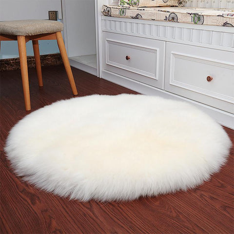 Plush Round Carpet Sheepskin Home Decor-HA00471-Veeddydropshipping