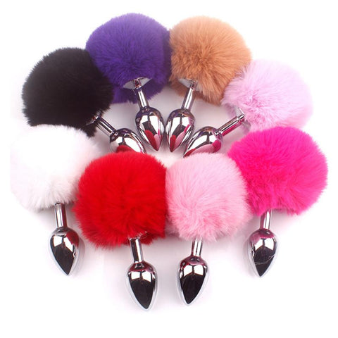 Anal Plug Stainless Steel Silicone Bunny Tail Erotic Dildo Sexo Butt Plug Tail  -BH01306-Veeddydropshipping