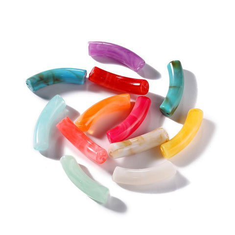 Colorful Bent Pipe Bead Acrylic Curved Tube Beads for DIY -JW01494-Veeddydropshipping