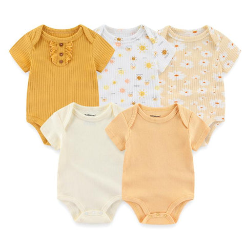 New Born Bodysuits 2023 Unisex 5Pieces Baby Girl Clothes Solid-TB00313-Veeddydropshipping