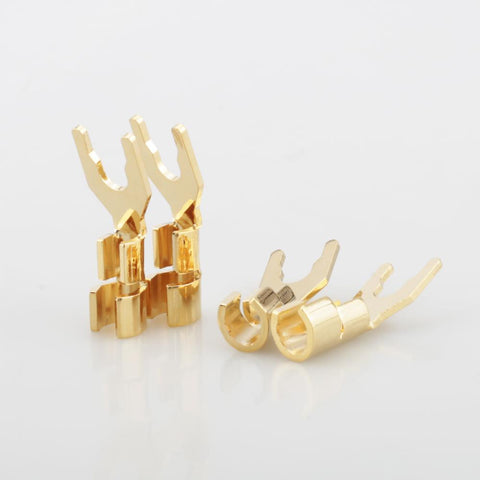 8pcs HiFi Solid Copper Gold Spade Plug Speaker Cable Wire Connector Speaker -CE00125-Veeddydropshipping