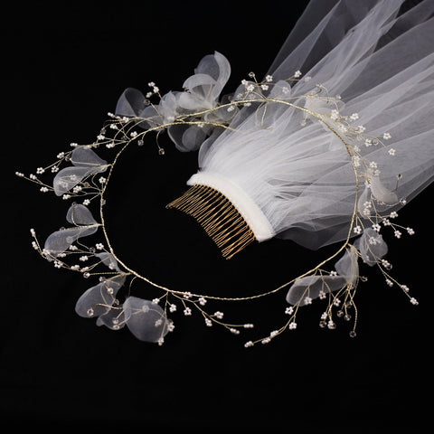 Bride Veils Hairband Wedding Soft Tulle-WF01457-Veeddydropshipping