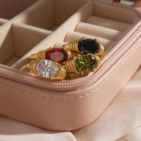 3A Zircon Shiny Stone Ring 18K Gold Plated Rings For Women-JW00023-Veeddydropshipping