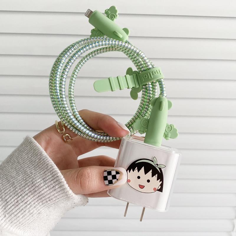 Cartoon Case Protector Charging Plug Cover Protection Sprial Cable-Veeddydropshipping