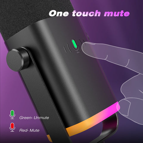 USB/XLR Dynamic Microphone with Touch Mute Button,Headphone jack-CE01053-Veeddydropshipping