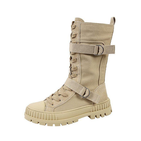 Mid Heel Boots For Woman Fashion Platform Lace Up-BS01007-Veeddydropshipping