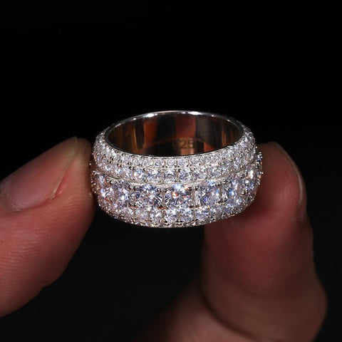 Moissanite Rings Setting Hip Hop Pave  S925 Sterling Silver Rings -JW00128-Veeddydropshipping
