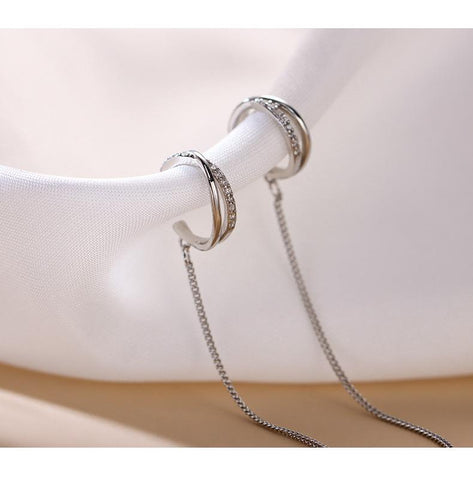 925 Sterling Silver Simple Ear Chain Ear Bone Clip Earrings Women-JW00048-Veeddydropshipping