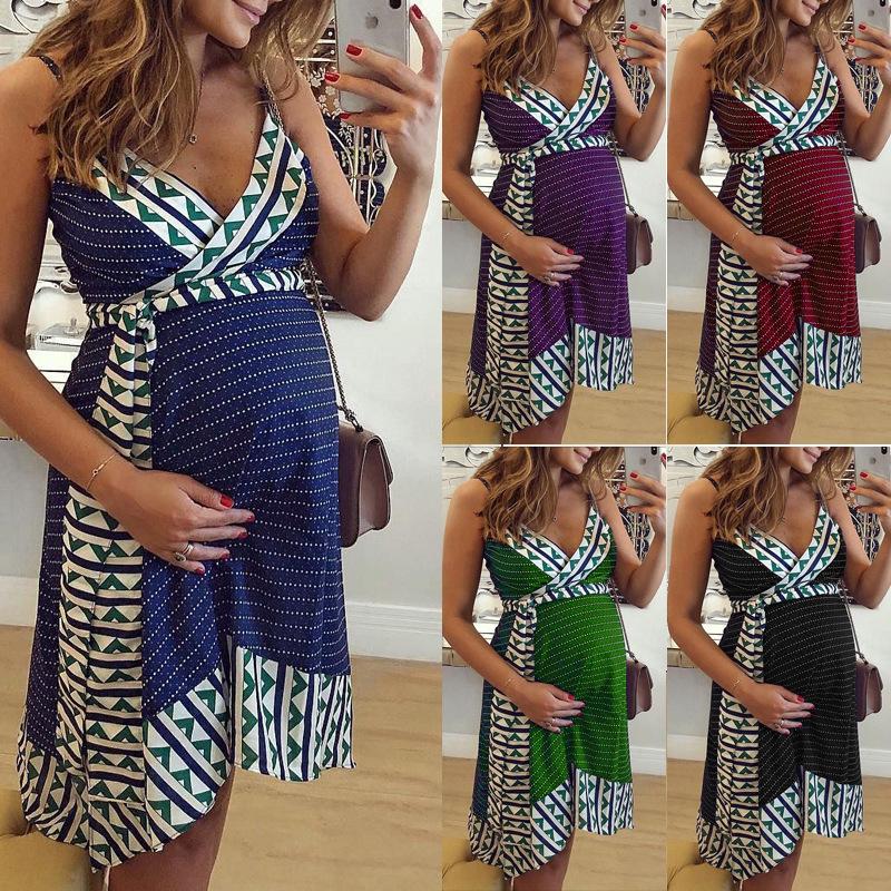 Pregnant Woman Dress Sexy Sleeveless Summer Maternity Sundress-TB00609-Veeddydropshipping