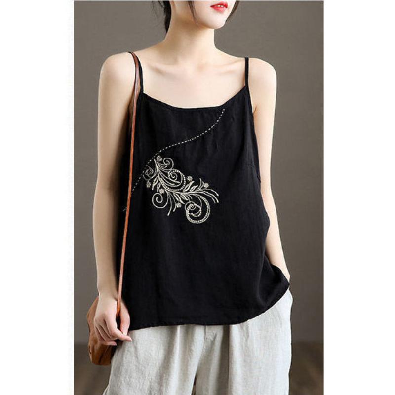 Women Fashion Camisole Linen Spaghetti Strap Tank Tops-Veeddydropshipping