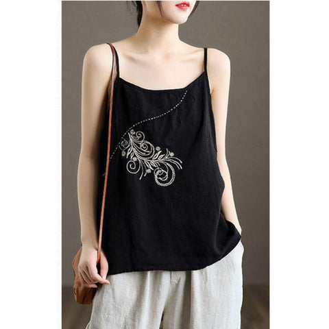 Women Fashion Camisole Linen Spaghetti Strap Tank Tops-Veeddydropshipping