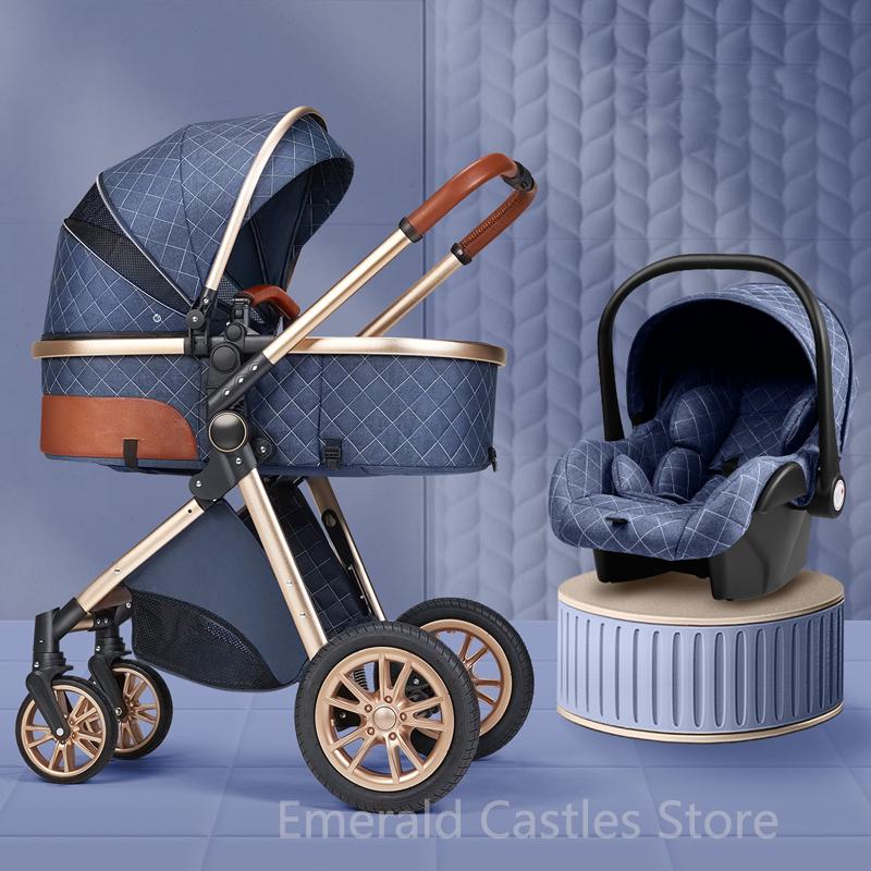 New 3 in 1 Baby Stroller High Landscape Carriage Light Newborn Pram Shock-TB00351-Veeddydropshipping