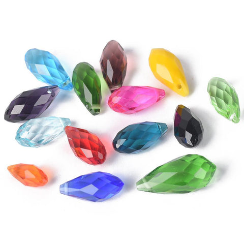 Faceted Crystal Glass Pendant Drops Loose Beads for Making DIY-JW01516-Veeddydropshipping