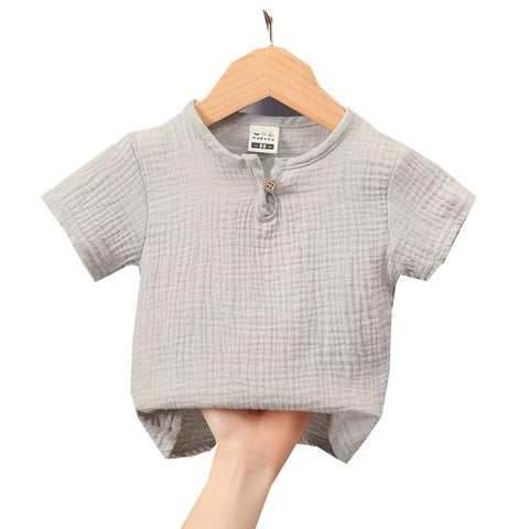 Children T-Shirts Kids Boys Girls Linen Pleated Clothes-Veeddydropshipping