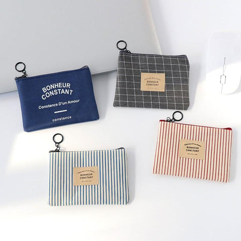 Data Cable Organizer Coin Bag Purse Women Stripe Coin Money Card Holder Wallet Case Zipper-PA00901-Veeddydropshipping
