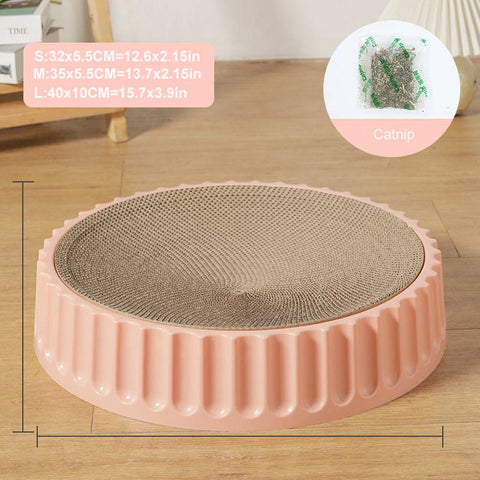 Round Cat Scratcher Pad Grinding Claws Cardboard-HA01418-Veeddydropshipping