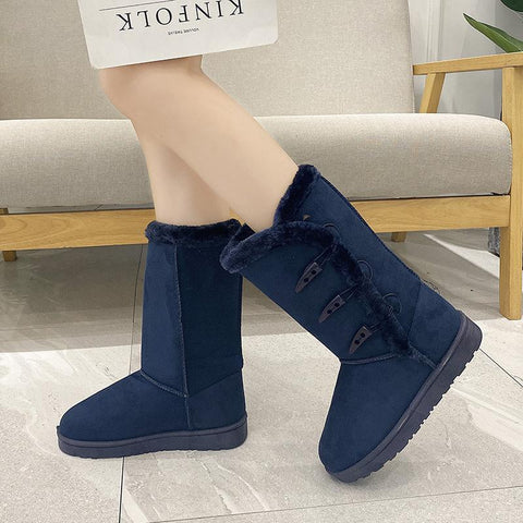 Shoes Mid-calf Snow Boots Suede Buckle Slip on Short-BS00987-Veeddydropshipping