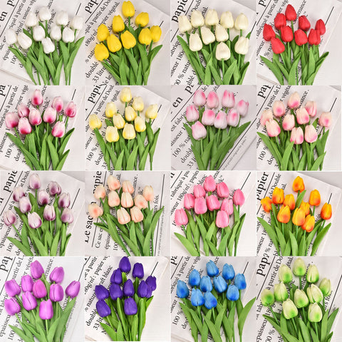 Tulips Artificial Flowers Real Touch Flower Bouquet Tulips-HA00644-Veeddydropshipping