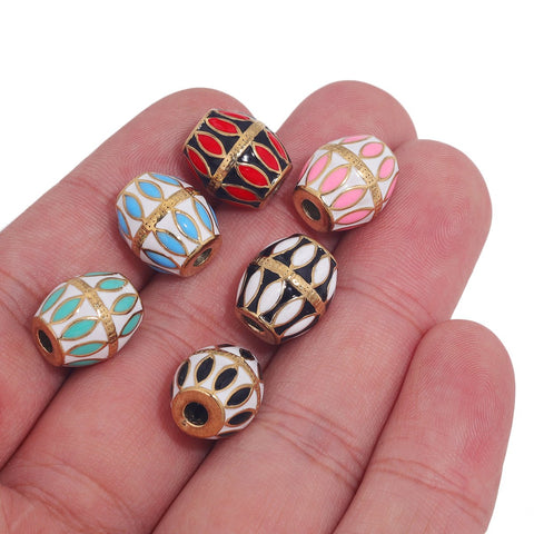 Steel Enamel Ball Shape Beads Spacer Oval Bead for DIY -JW01545-Veeddydropshipping
