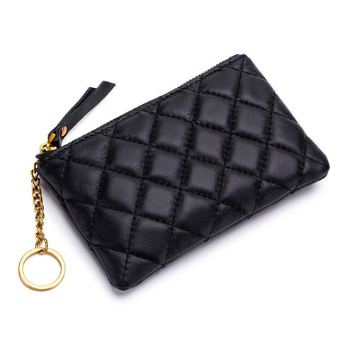 Lambskin Fashion Wallet Mini Zero Purses Designer Lingge Zipper-BS00628-Veeddydropshipping