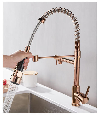 Kitchen sink copper pull kitchen faucet double-TI00607-Veeddydropshipping