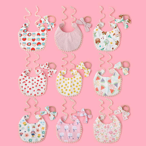2pcs Baby Bibs Headband Suit Cotton Lace Bibs for Baby Girl Cute Flower-TB00727-Veeddydropshipping