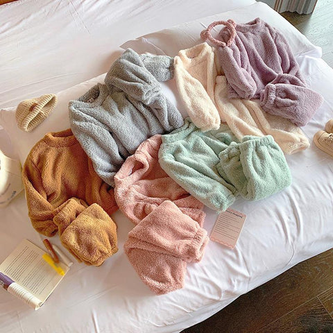 Baby Boy Girls Pajamas Casual Flannel Long Sleeve Sleepwear-TB01080-Veeddydropshipping