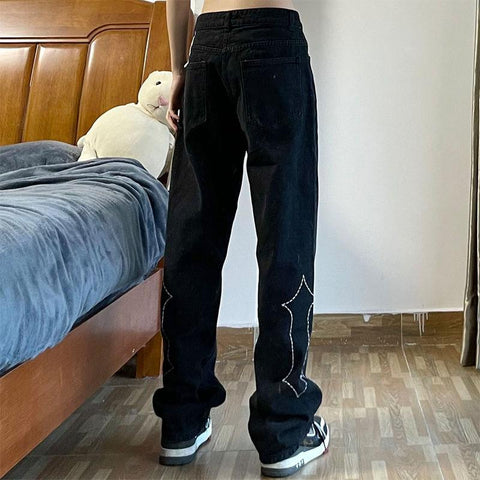jeans men and women loose printing street mopping-MF00551-Veeddydropshipping