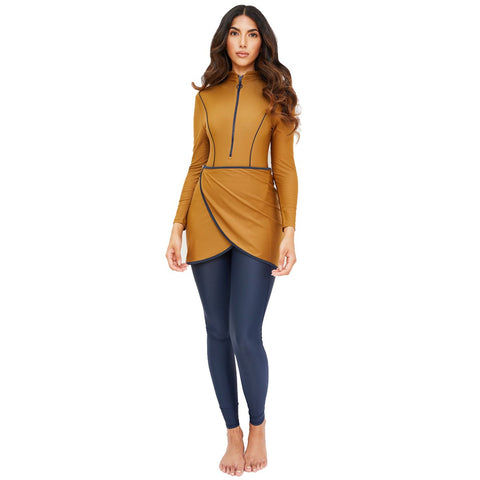 Muslim Swimwear Women Modest Patchwork Hijab Long Sleeves Sport Swimsuit-OS00268-Veeddydropshipping