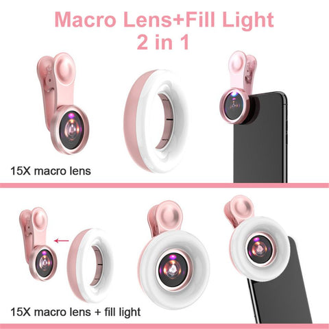 15X Macro Lens Mobile Phone HD Camera Lens with LED-PA01207-Veeddydropshipping