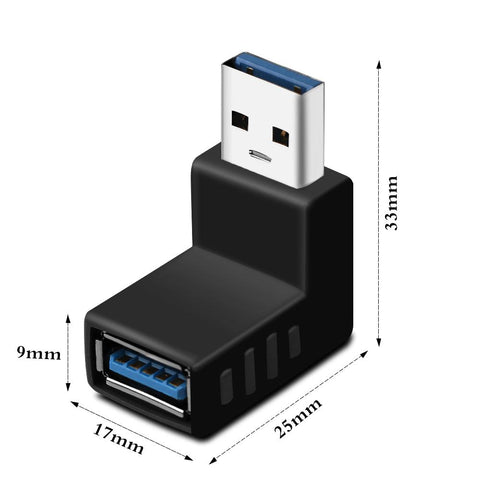 USB 3.0 Type A Male To Female Adapter Plug 90 degree Left Right Angled Adapter -CE00168-Veeddydropshipping