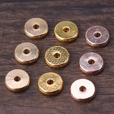 Solid Brass Metal Plated  Flat Round Loose Spacer Beads For Jewelry -JW01487-Veeddydropshipping