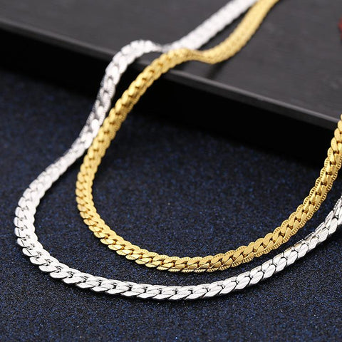 925 sterling silver 18K gold chain bracelets neckalce  jewelry sets -JW00215-Veeddydropshipping