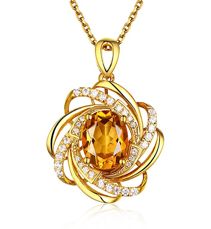 18 K Gold Necklace Crystal Jewelry Pendant Womens -JW00073-Veeddydropshipping