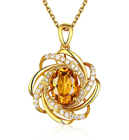 18 K Gold Necklace Crystal Jewelry Pendant Womens -JW00073-Veeddydropshipping
