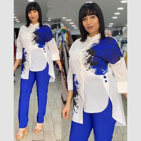 2 Piece Set Women Slim Sleeve Prints-WF01689-Veeddydropshipping