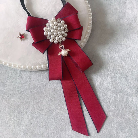 Korean Bow Tie Brooches for Women-WF01179-Veeddydropshipping