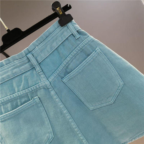 High Waist Denim Shorts Women Loose Wide Leg Jeans-WF00497-Veeddydropshipping