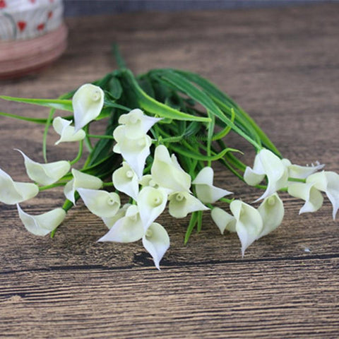 mini artificial calla with leaf plastic fake-HA00724-Veeddydropshipping