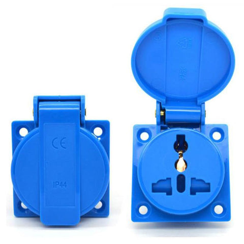 Black blue universal industry safety outlet 10A 250V IP44 CE Multi-function waterproof dusrproof -CE00154-Veeddydropshipping