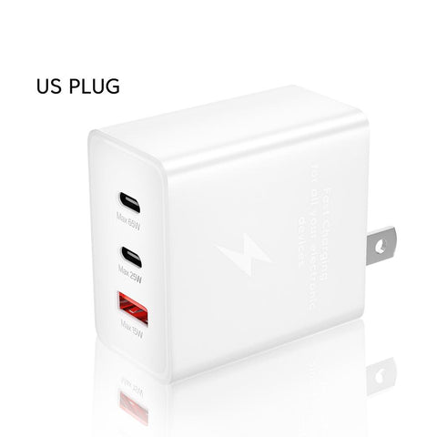 USB PD 65W Fast Charging Charger 3Ports Type C Quick Charger 3.0 Mobile Phone Adapter-PA00045-Veeddydropshipping