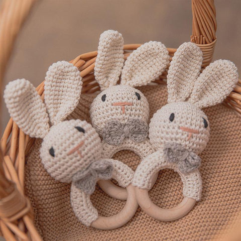 4PC/1PC Baby Toys Wooden Teether Crochet Animals BPA Free Rattle Toy-TB00503-Veeddydropshipping