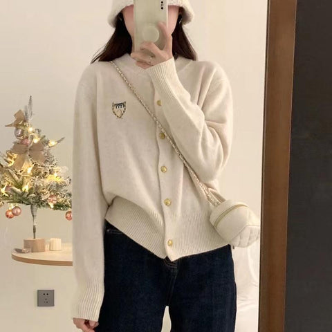 High-end embroidered cashmere sweater long-sleeved-WF00037-Veeddydropshipping