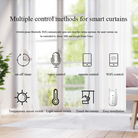 Tuya Smart Curtain Motor APP Control Timer Setup for T-Rail/U-Rail BT-TI01094-Veeddydropshipping